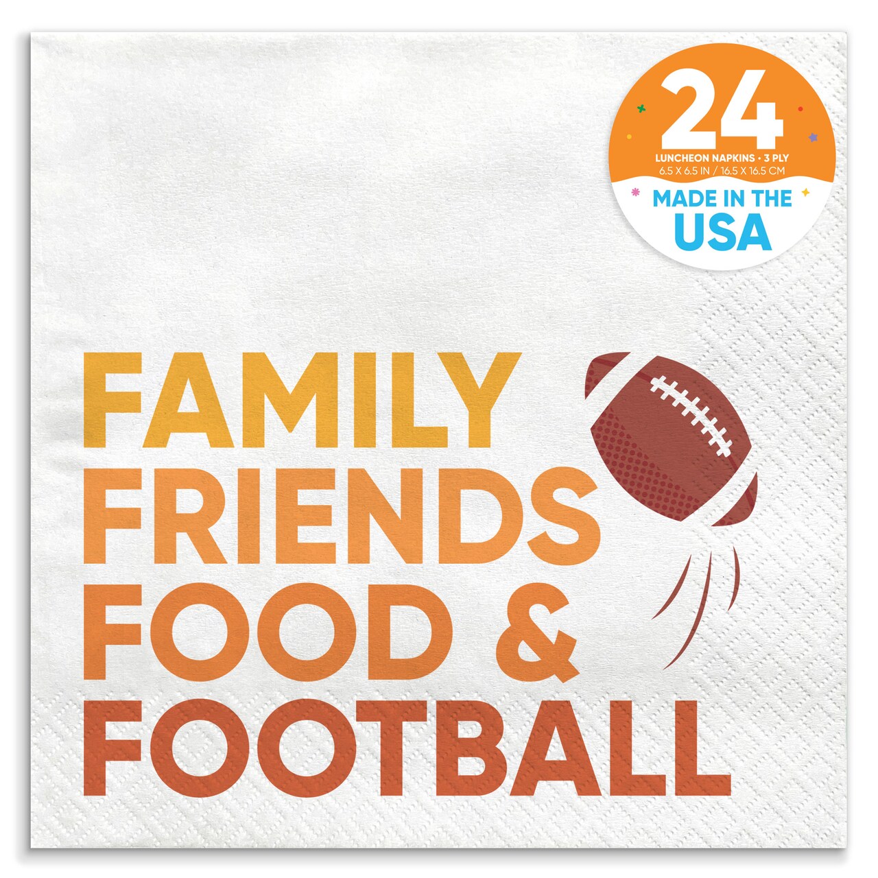 Big Dot of Happiness Family Friends Food and Football Party Napkins, Friendsgiving Party Decor, White 3-Ply Paper Luncheon Dinner Napkins - 24 Count